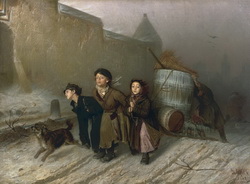 Перов В. Г. Тройка. Ученики мастеровые везут воду 1866