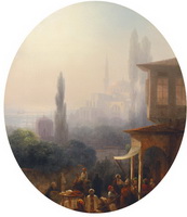 Айвазовский И. К. Рынок сцену в Константинополь, Софийский собор в фоновом режиме