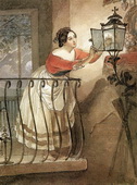 Брюллов К. П. Итальянка, зажигающая лампаду перед образом Мадонны (1835)