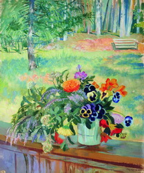 Кустодиев Б.М. Букет цветов на балконе 1924