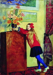 Кустодиев Б.М. Девочка с цветами 1917